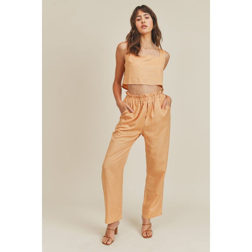 MABLE Women’s Apricot Sleeveless Aya Pullover Crop Top Size Small